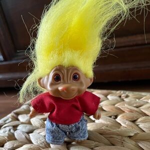 Vintage Treasure Trolls yellow hair red outfit